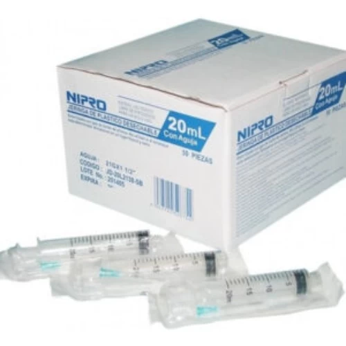 JERINGA 20 ML C/A 21G 1 1/2 NIPO X 50 UNI