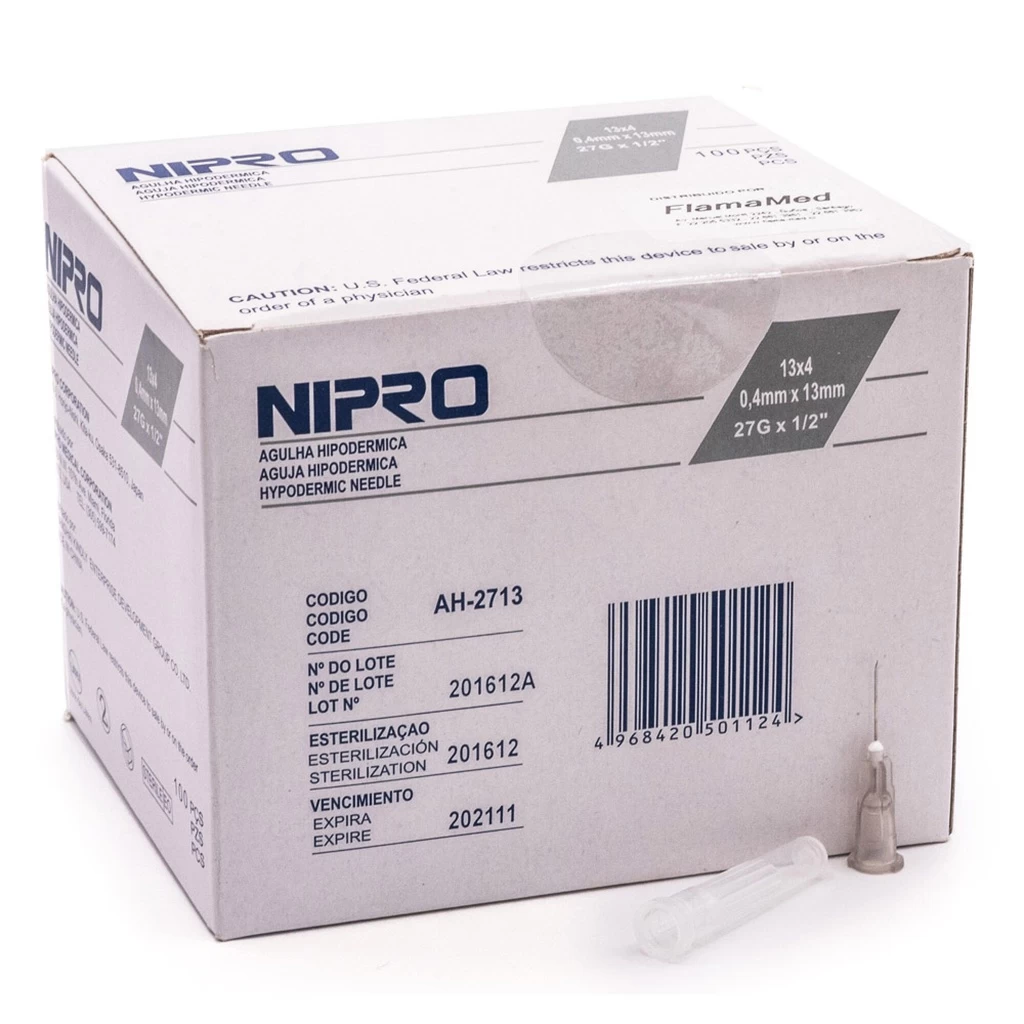AGUJA HIPODERMICA 27 G X 1/2 NIPRO