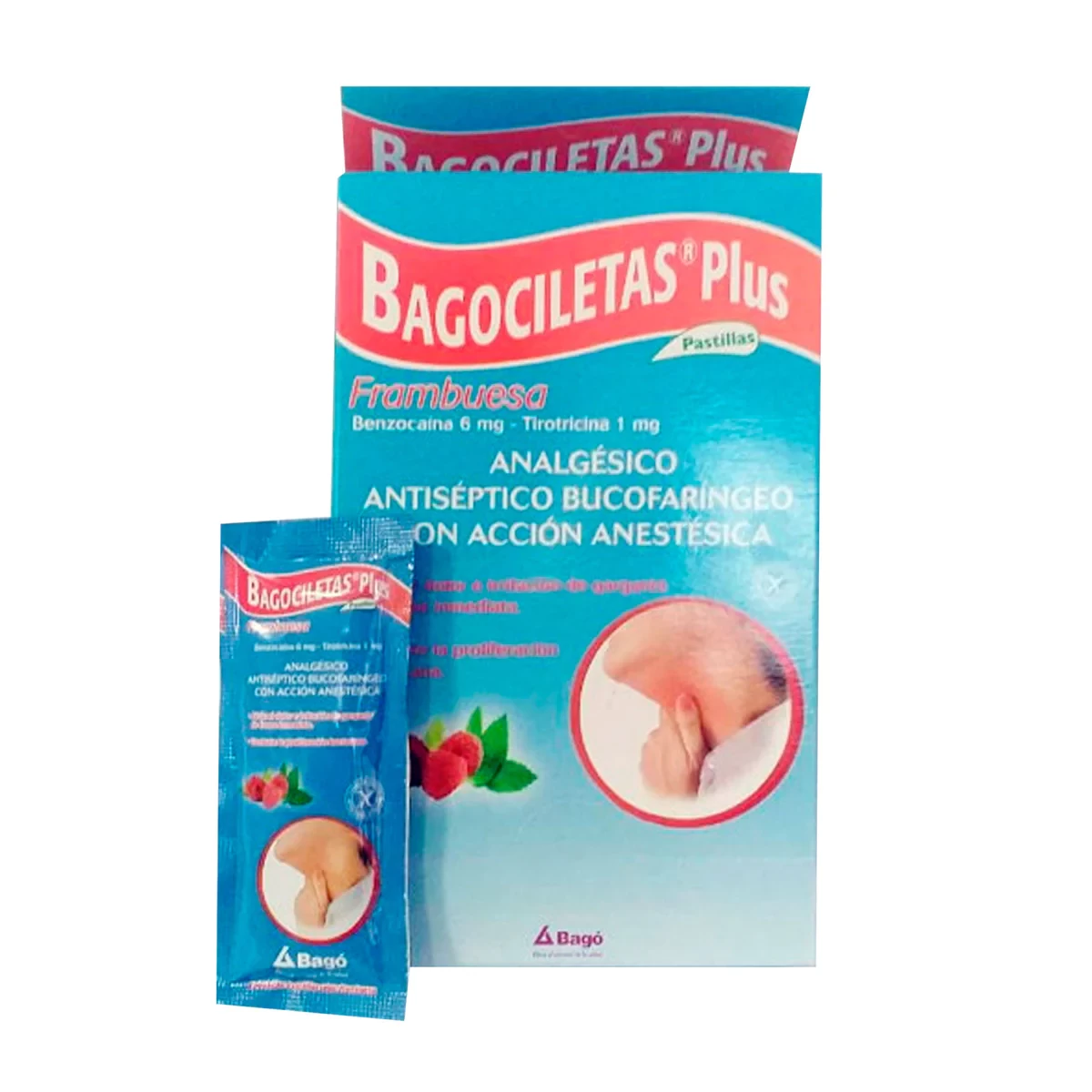BAGOCILETAS PLUS FRAMBUESA X SOBRE POR 4 PASTILLAS